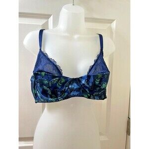 Savage X Fenty BAROQUE BUTTERFLY BRA Underwire Quarter Cup 38DDD in Blue Flutter
